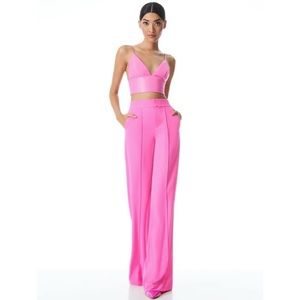 NWT Alice + Olivia Dylan High Waisted Wide Leg Pant in French Rose